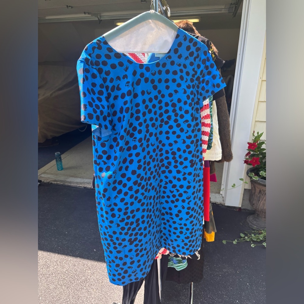 CeCe Blue and Black Print Dress